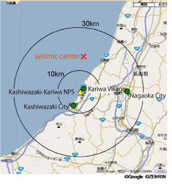 EJAM1-3-GA7_Fig.2_The_positions_of_the_epicenter_of_Niigata-ken_Chuetsu_Earthquake_and_the_nuclear_power_station